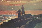 Winslow Homer Sunset, Saco Bay Spain oil painting reproduction